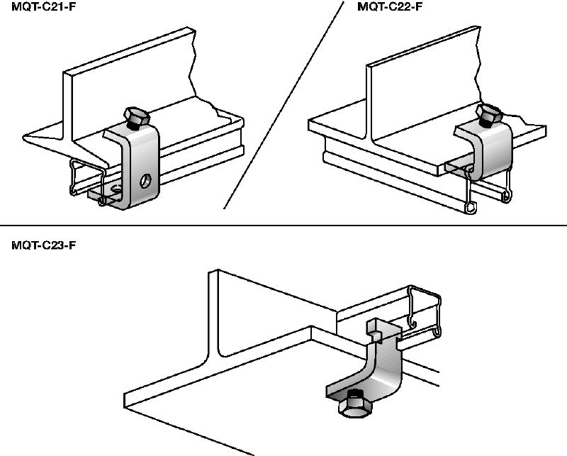 Kẹp dầm MQT-C-F Kẹp dầm mạ kẽm nhúng nóng (HDG) để nối trực tiếp thanh giằng MQ với dầm thép