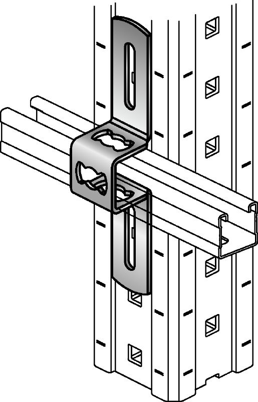 MIC-MI/MQ-X Đầu nối mạ kẽm nhúng nóng (HDG) để gắn thanh chống đa năng MQ vuông góc với dầm MI Các ứng dụng 1