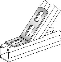 MQW 45°/135°-F Hot-dip galvanised (HDG) 45- or 135-degree angle for connecting multiple MQ strut channels