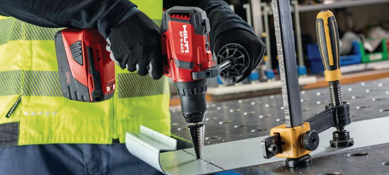 SF 6-A22 Cordless drill driver Power class cordless 22V drill driver with Active Torque Control and electronic clutch for universal use on wood, metal and other materials Applications 1