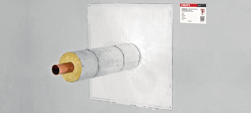 Tấm ngăn cháy lan CFS-CT B Hệ thống tấm phủ sơn ngăn cháy lan có phạm vi chứng nhận rộng, dùng để bít kín lỗ vừa đến lớn Các ứng dụng 1