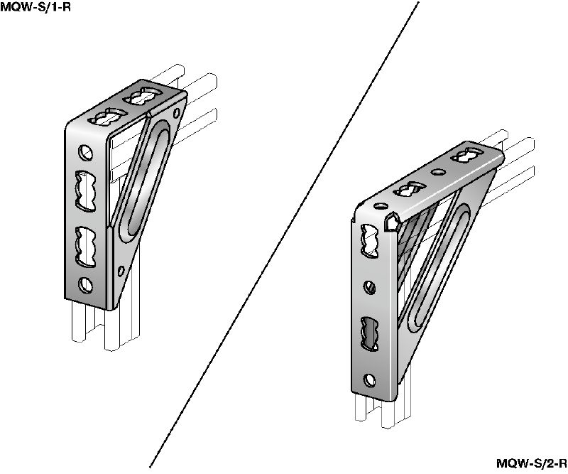 Giá góc MQW-S-R Góc nặng 90 độ bằng thép không gỉ (A4) để nối nhiều thanh giằng MQ trong ứng dụng hạng vừa/nặng