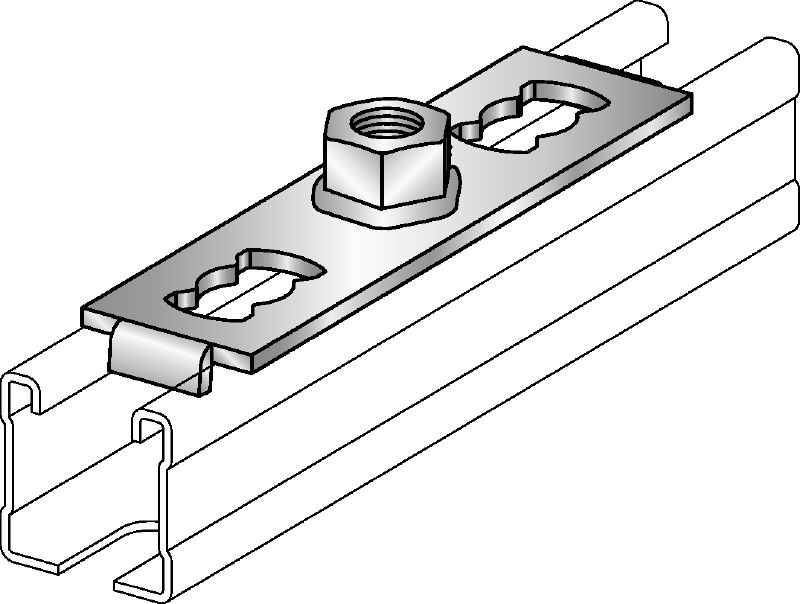 MQG-2-F Base plate Hot-dip galvanised (HDG) base plate for connecting threaded components to MQ strut channels