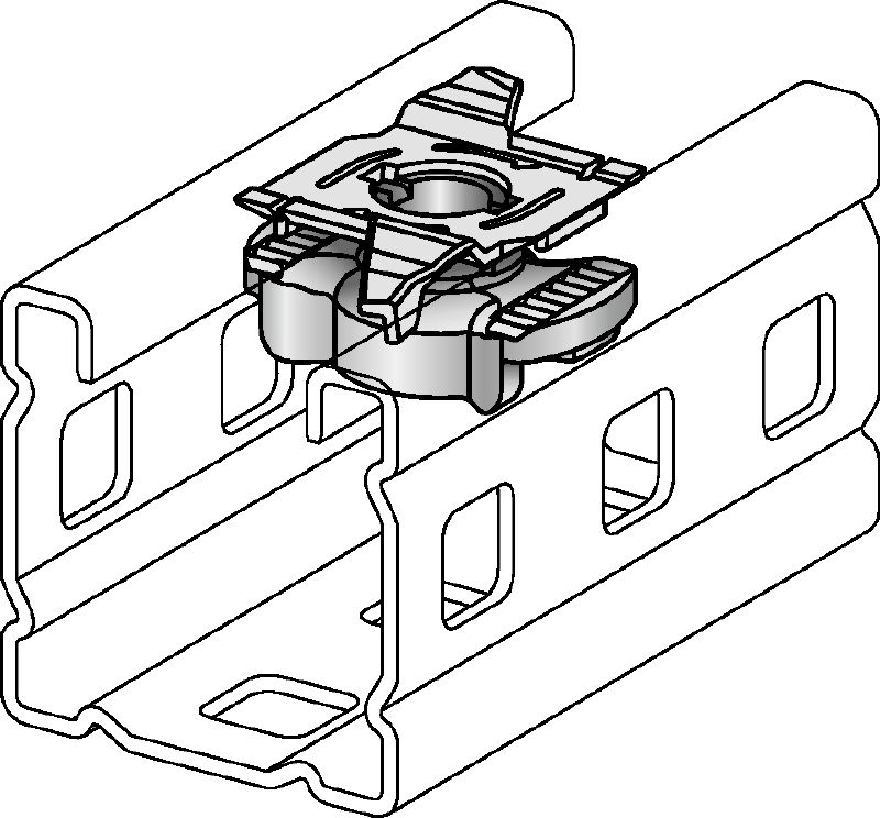 MC-WN-M10 OC Đế trượt bắt ty mạ kẽm nhúng nóng (HDG) để siết cấu phần/bu-lông ren với mặt hở của thanh đỡ MC