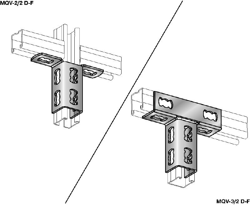 Đầu nối thanh đỡ MQV-2D-F Đầu nối thanh đỡ mạ kẽm nhúng nóng (HDG) cho cấu trúc hai chiều