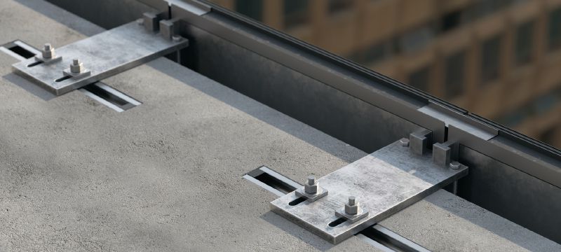 Standard HAC-V Anchor channel Cast-in anchor channels with upgraded load capacity and multiple embedment depths for economical fastening of curtain wall façades Các ứng dụng 1