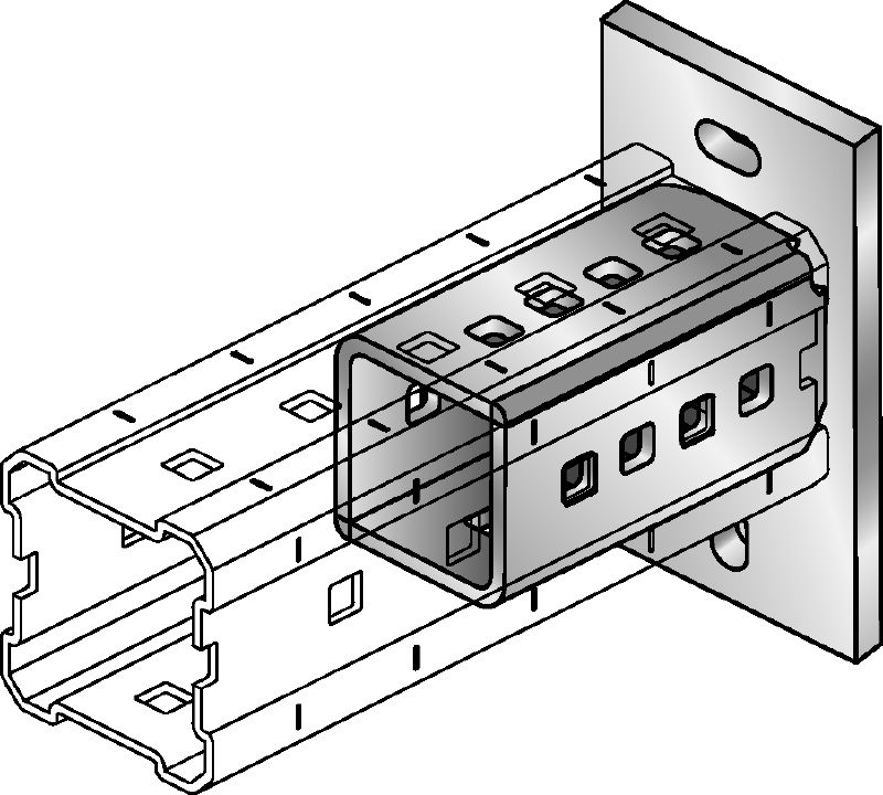 MIC-C-AA/-D Bảng mã mạ kẽm nhúng nóng (HDG) để liên kết dầm MI-90 với bê tông bằng hai bu-lông