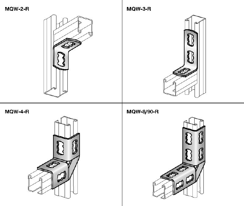 Đầu nối góc MQW 90°-R Góc 90 độ bằng thép không gỉ (A4) để nối nhiều thanh giằng MQ