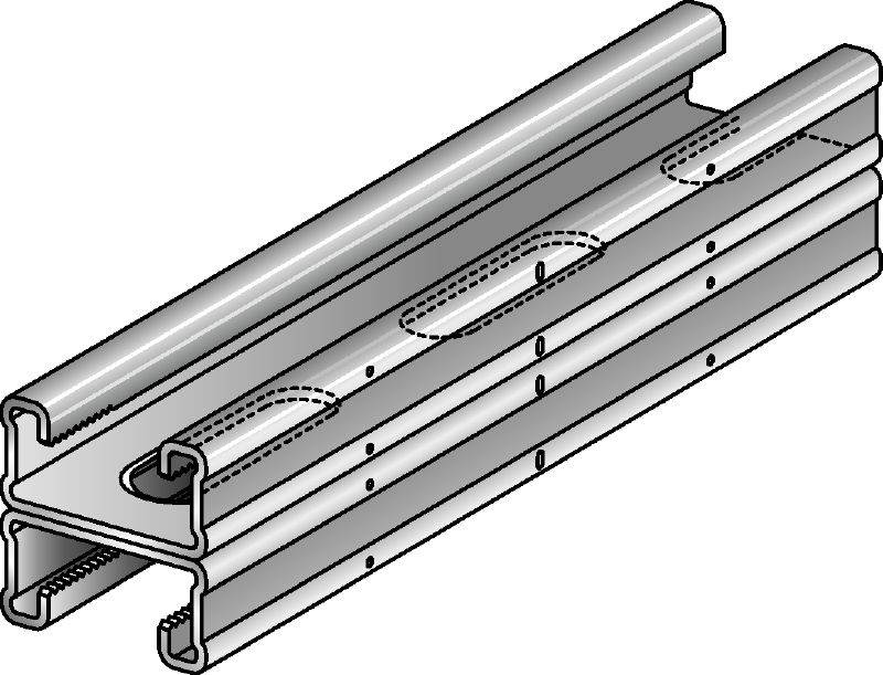 MQ-21 D-F Hot-dip galvanised (HDG) MQ installation double channel for medium-duty applications